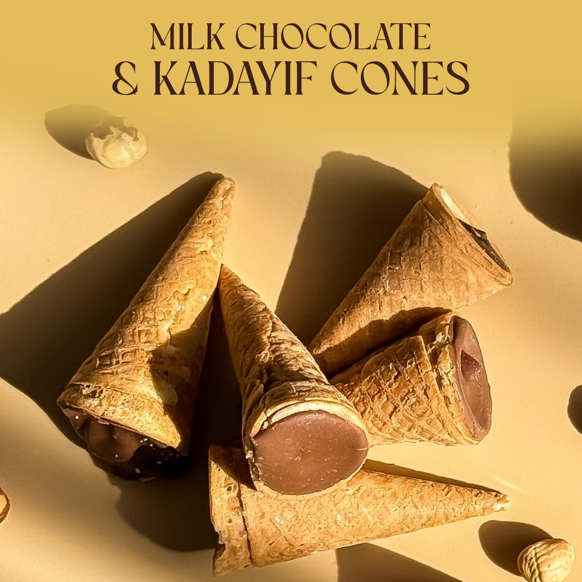 BEEMAX mini waffle cones providing a crisp texture.