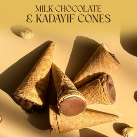 BEEMAX mini waffle cones providing a crisp texture.