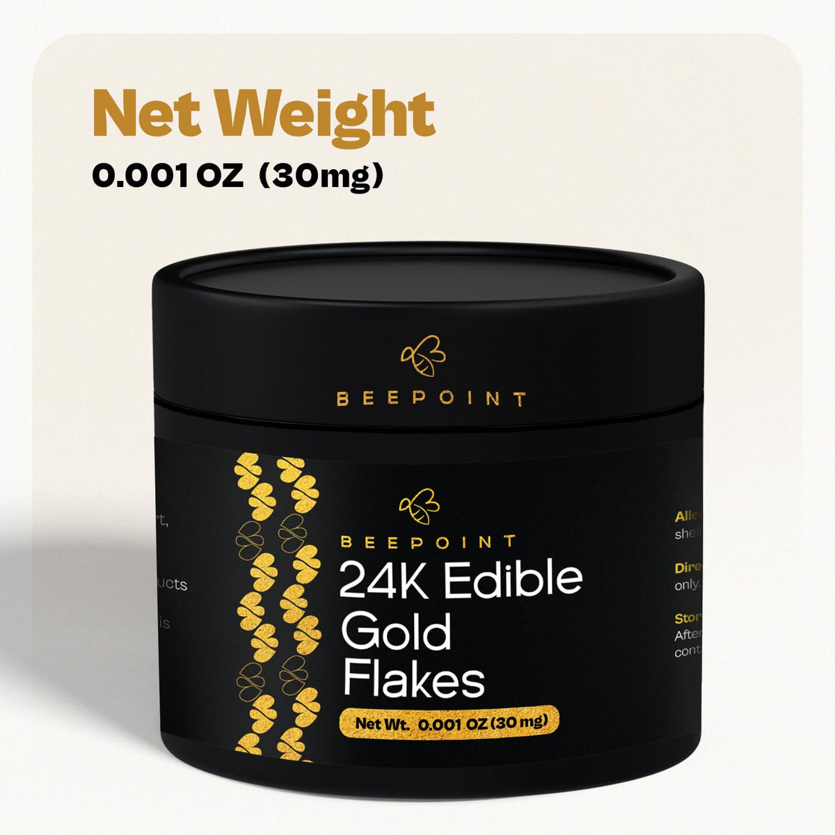 BeePoint 24K edible gold flakes dessert plating suggests refinement