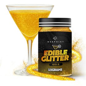 BeePoint Gold edible glitter for drinks adds shimmering sparkle without altering taste.