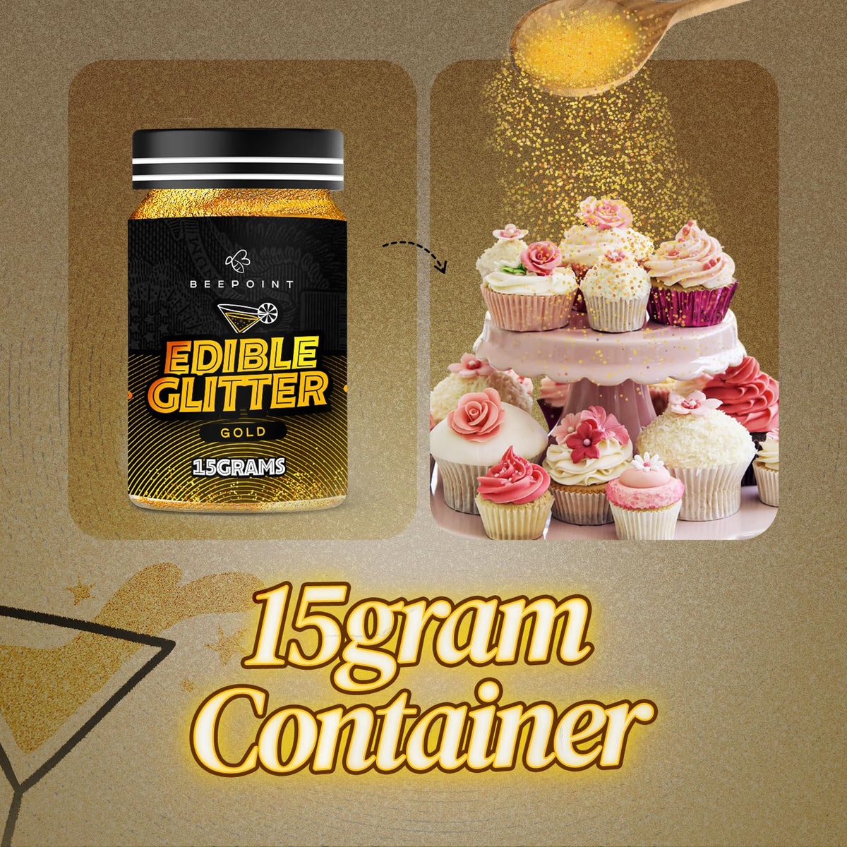 BeePoint packaging communicates premium, gluten-free sparkle options.