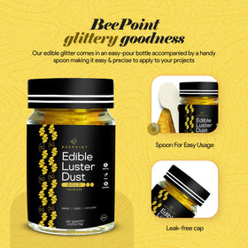 BeePoint gold dust on cake decor adds vibrant metallic accents