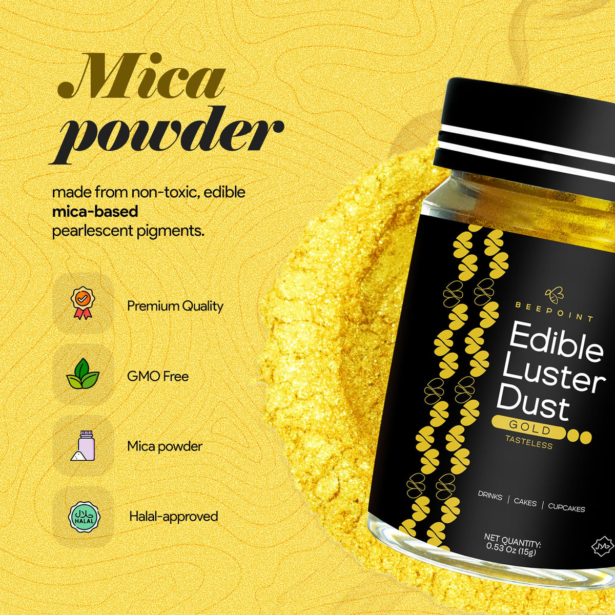 BeePoint gold dust on chocolates enhances luxurious edible sparkle