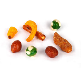 BEER NUTS Bar Mix with Wasabi jar closeup shows crisp textures and spicy kick.