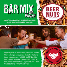 BEER NUTS Bar Mix with Wasabi pretzels and cheese stix ready for crowd-pleasing game night