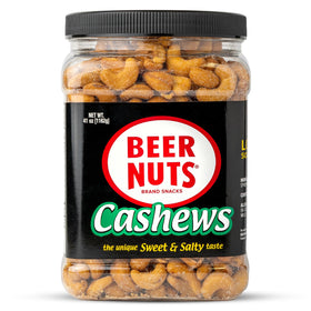 Beer Nuts Cashews with sweet-and-salty glaze close-up for crave-worthy snacking