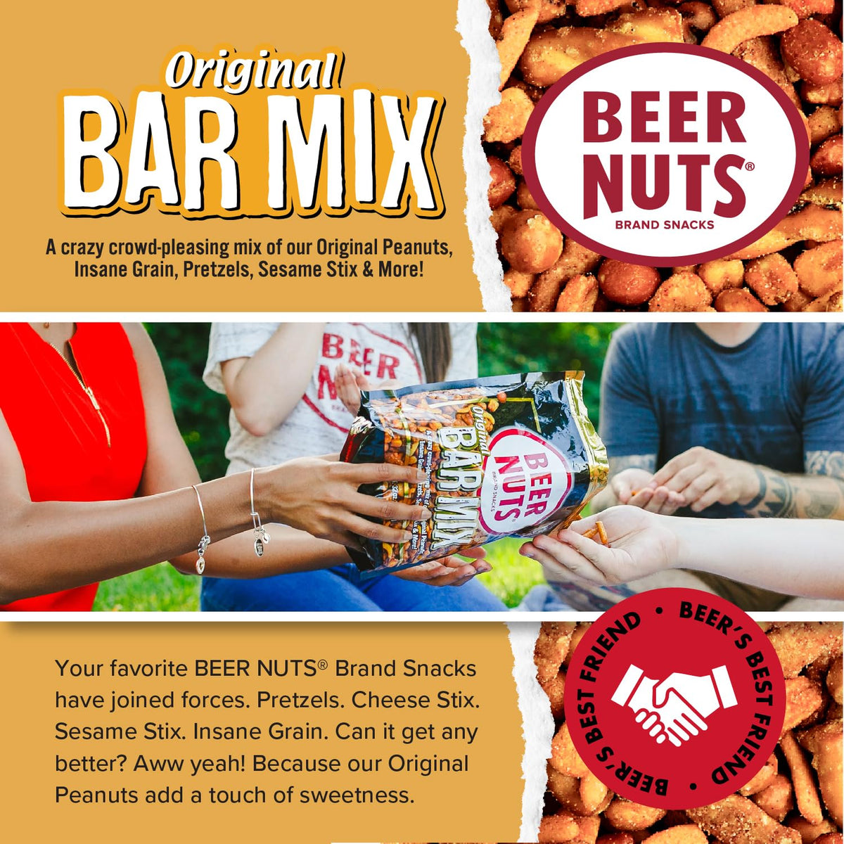BEER NUTS Original Bar Mix cheese sticks close-up, tangy bite pairs with drinks beautifully.