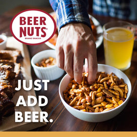 BEER NUTS Original Bar Mix insane grain—unique crunch adds variety to any snack.