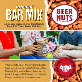 BEER NUTS Original Bar Mix sesame sticks—crunchy texture with a salty finish.