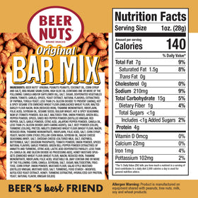 BEER NUTS Original Bar Mix snack assembly with diverse bites for crowds.