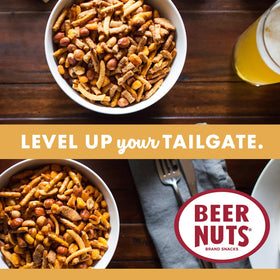 BEER NUTS Original Bar Mix roasted peanuts with sweet glaze.