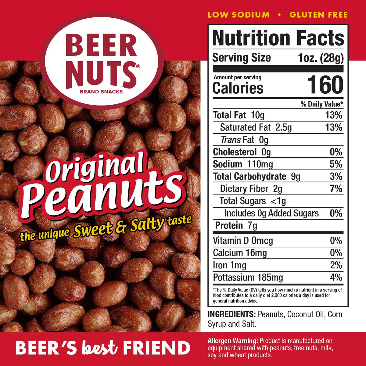 Close pairing scene of BEER NUTS Original Peanuts with beer