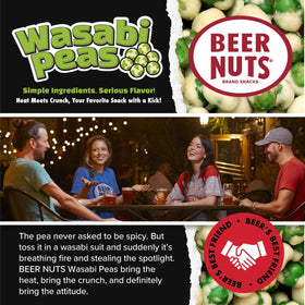 Beer Nuts Wasabi Peas paired with beer for happy hour