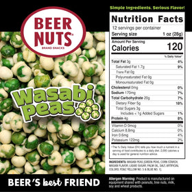 Close up of Beer Nuts Wasabi Peas crunch