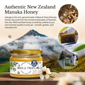 Bees and Trees Manuka Honey 830+ MGO poured over tea for subtle sweetness.