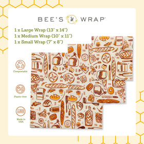 Bee's Wrap large wrap with Bakery Lane print for produce and bowls.