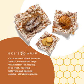 Bee's Wrap sandwich wrap with Bakery Lane print keeps lunch fresh.