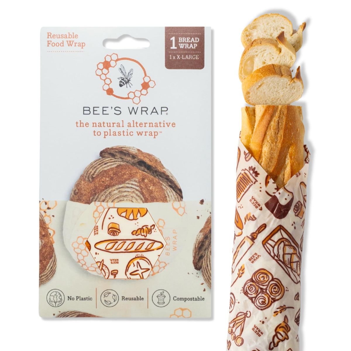 Bee's Wrap bread wrap around sourdough loaf preserves freshness