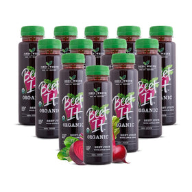 BEET IT Organic Beet Juice bottle front showing clean label and smooth color