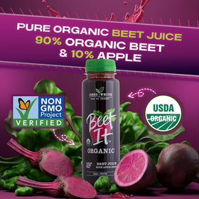 BEET IT Organic Beet Juice being poured into a glass for breakfast