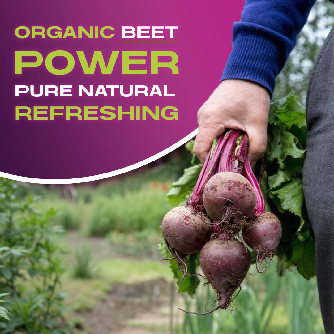 BEET IT Beet Juice in a kitchen scene with ingredients nearby
