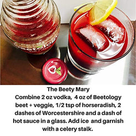 Beetology juice-pour-into-glass; versatile base for drinks and meals.