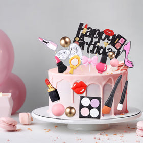 Beeveer makeup cake topper bow candles suit bridal and birthday themes