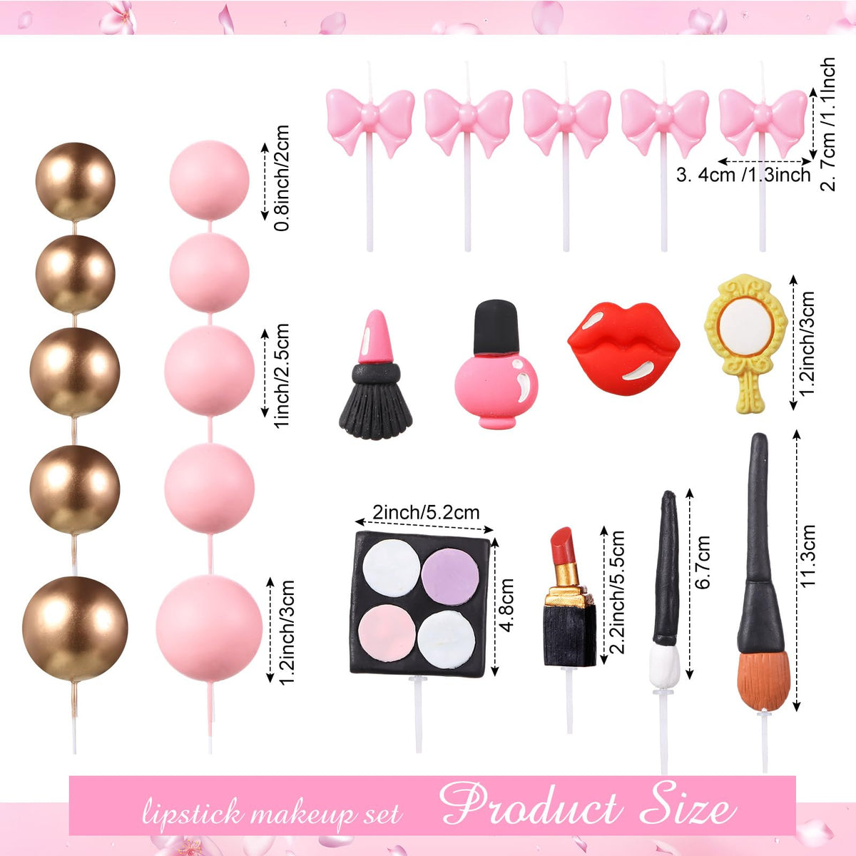 Beeveer makeup cake topper diamonds and brushes elevate photo-worthy party moments