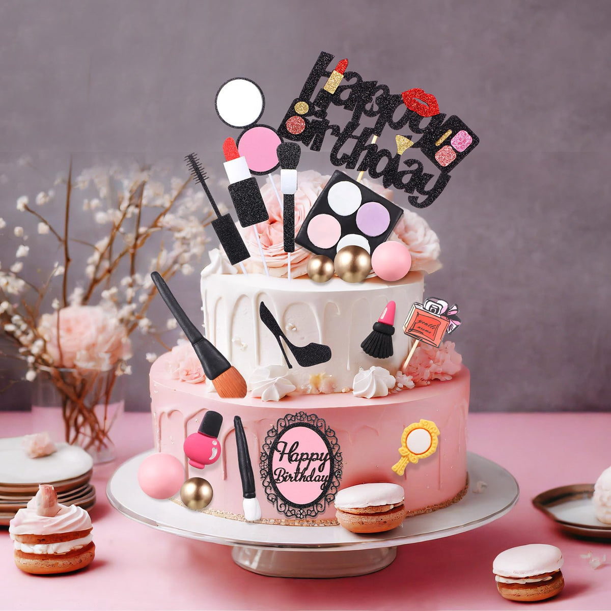 Beeveer makeup cake topper plastic decorations provide durable shine