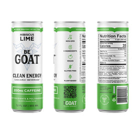 BeGOAT Clean Energy Hibiscus Lime can offering a tart, floral refresh with natural caffeine