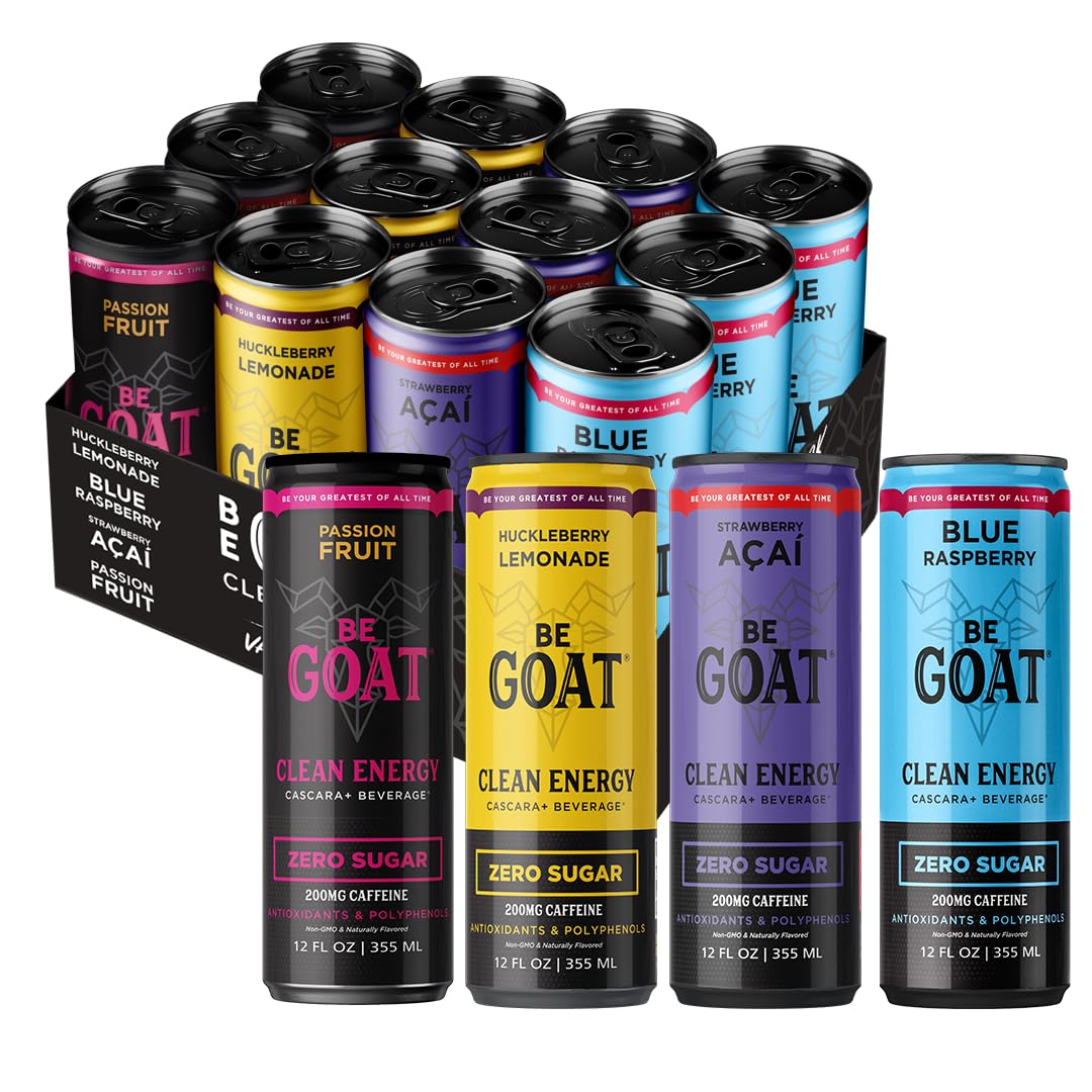 BeGOAT clean energy variety pack cans for a sugar-free, sustained boost