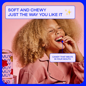 BEHAVE gummy stars close-up shows juicy texture and vivid color.