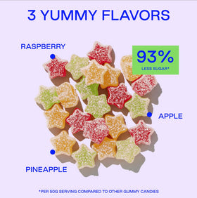 BEHAVE Low Sugar Gummies close-up texture, chewy and vibrant.