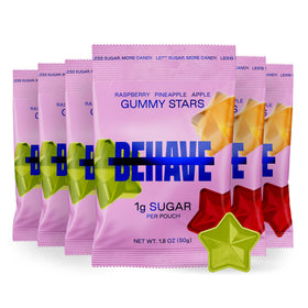 BEHAVE Low Sugar Gummy Candy Sweet Stars—juicy flavors for keto-friendly snacking.