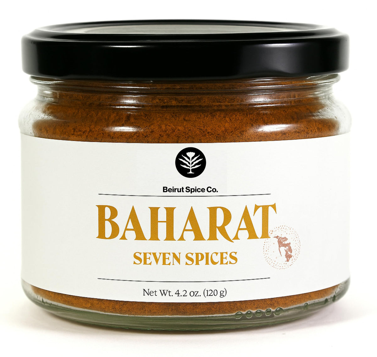 Beirut Spice Co. Baharat seasoning jar for flavorful meats and rice dishes.