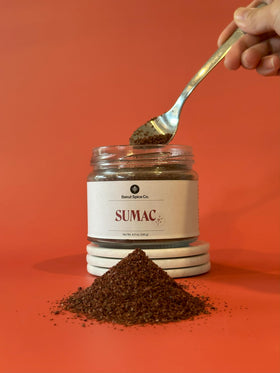 Beirut Spice Co. Pure Sumac bottle ready to brighten dressings and sauces.