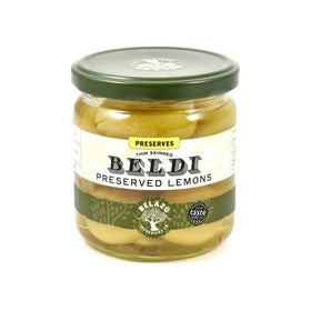Belazu Beldi preserved lemons sliced ready to elevate couscous or roast chicken flavor.