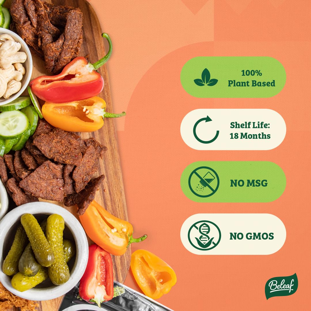 BE LEAF Jalapeño jerky pack delivers a zesty bite for quick hunger relief.