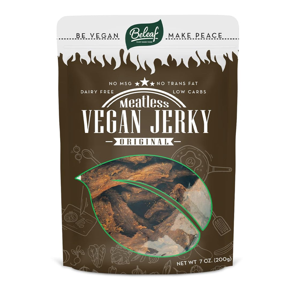 BE LEAF Original plant-based jerky pack, protein-packed snack on the go.