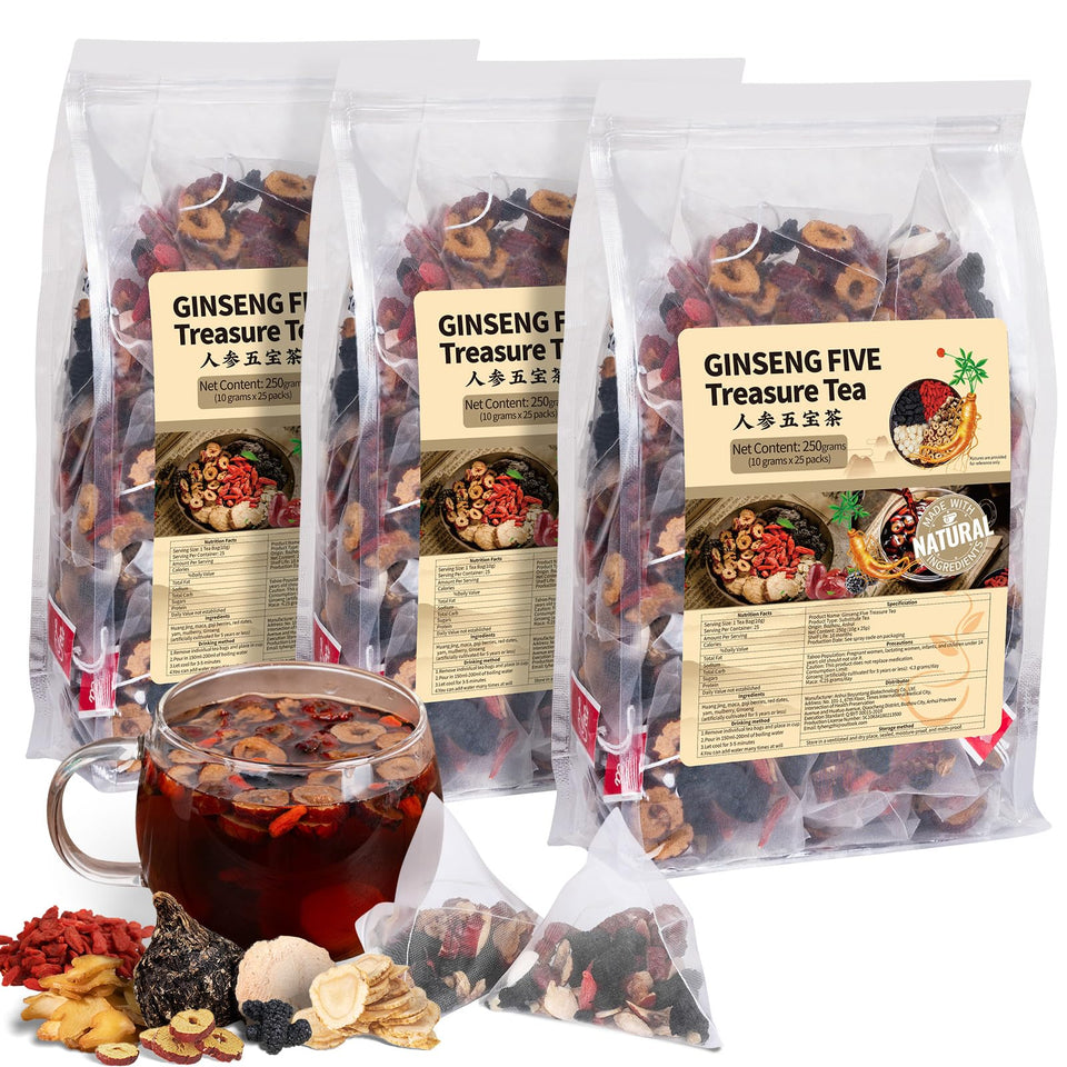 BeleePlanner Ginseng Five Treasures tea packaging for daily wellness.