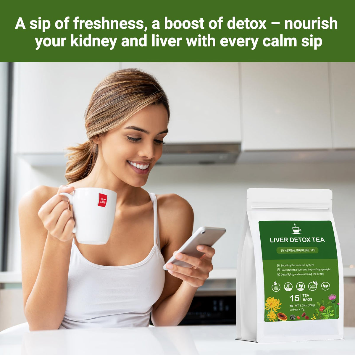BeleePlanner Liver Detox Tea dry leaves close-up for premium herbal blend.
