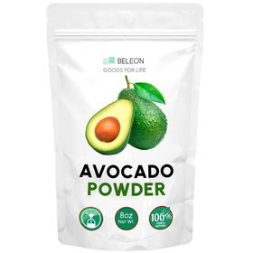 Beleon Avocado Powder packaging and jar show pure, versatile ingredient for meals.