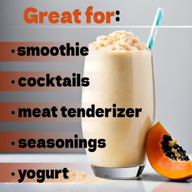 Beleon Papaya Pure Powder poured into a smoothie for tropical flavor