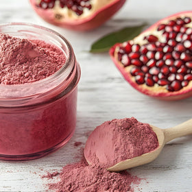 Beleon Pomegranate Powder added to a smoothie for bright flavor