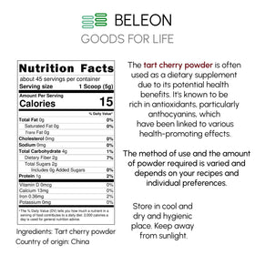Beleon Tart Cherry Powder storage kept in a cool, dry place