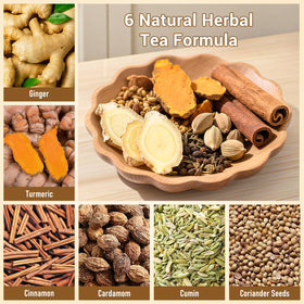 BeleePlanner Anti-Inflammaheb Tea bag closeup reveals vibrant spices for a warm, comforting cup.