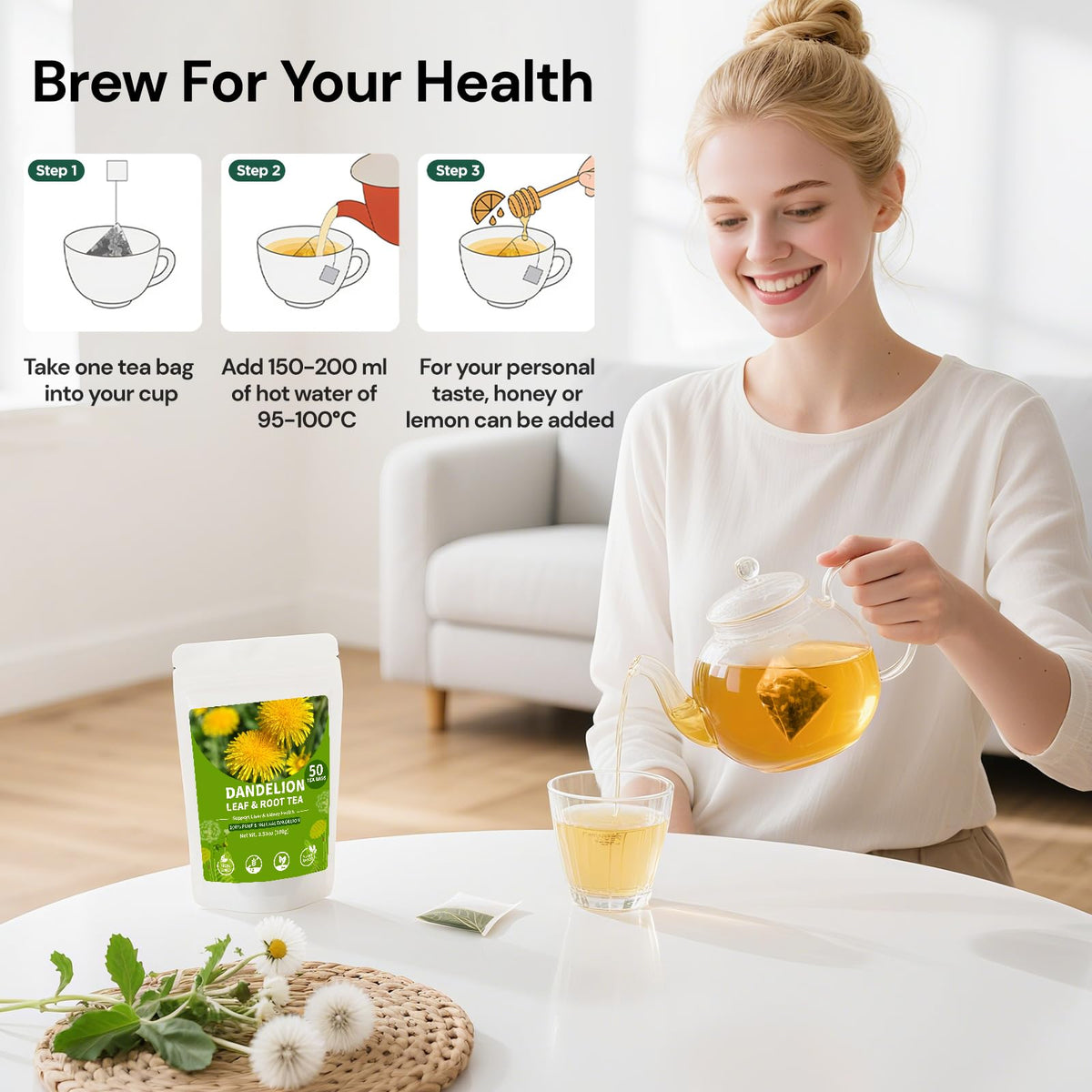 BeleePlanner dandelion roots and leaves air-dried for pure infusion