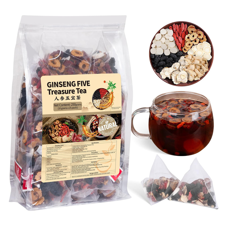 BeleePlanner Ginseng Five Treasures tea pack ready for a rejuvenating cup.