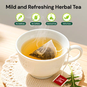 BeleePlanner steeped tea in cup illustrating soothing, earthy aroma