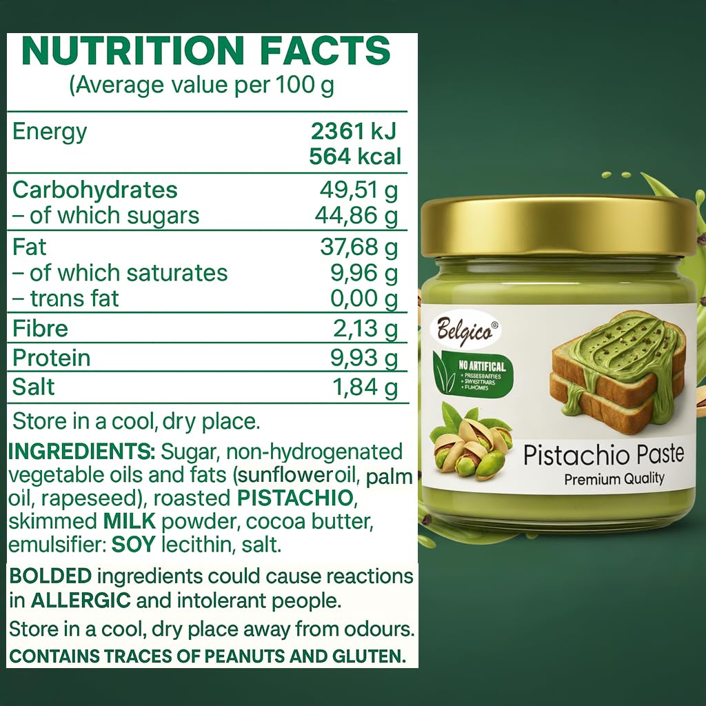 Belgico Pistachio Cream fruit dip – delicious snack with fresh fruit.
